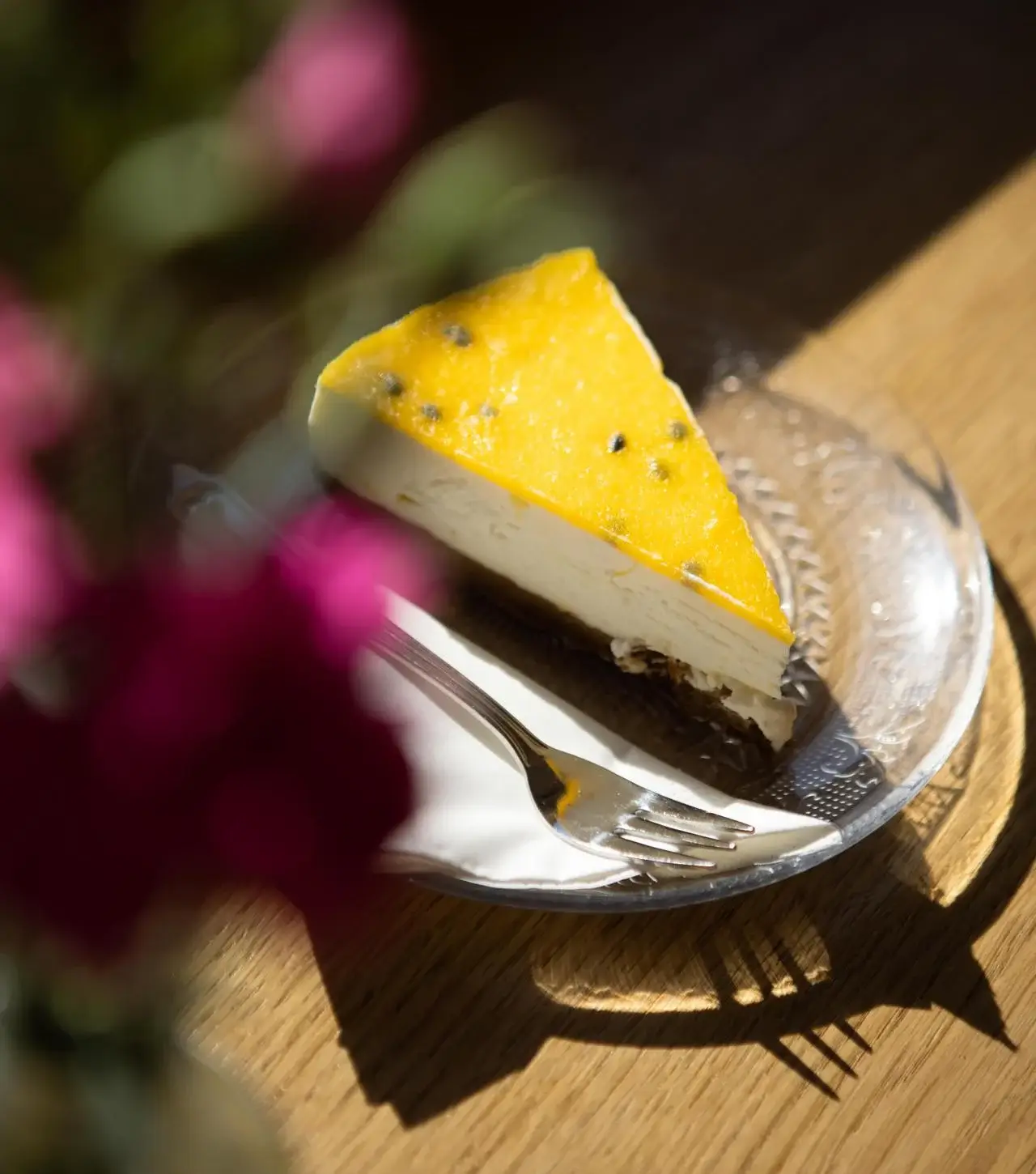 Puntje cheesecake met passievrucht